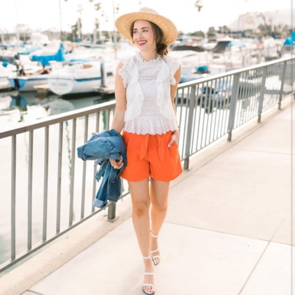 Joie Carden Linen Terra-cotta Shorts Sz 00
